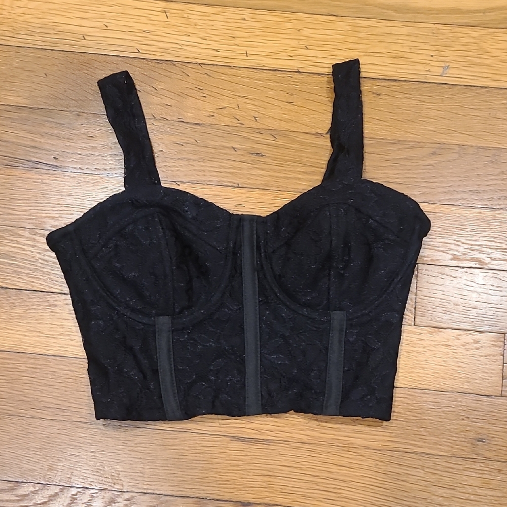 Charlotte Russe Black Lace Bustier Top